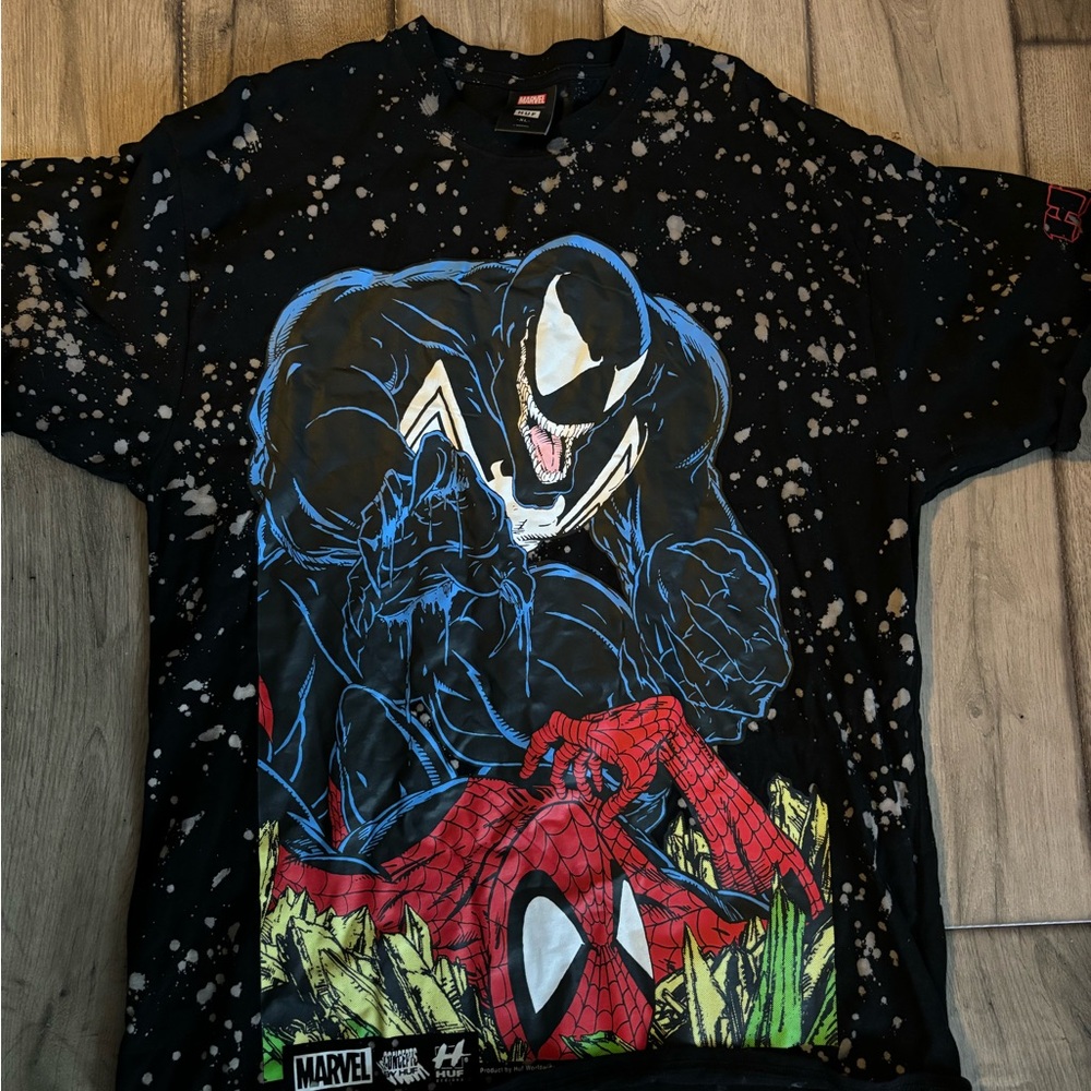 Men's Black XL Venom Spider-Man Todd McFarlane HUF X Marvel T-Shirt Classic